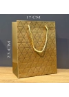 Gold Geometrik Desenli Orta Boy Karton Hediye Çantası