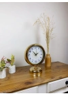 ® Gold Metal Çini Desen Masa Saati 25×20 cm