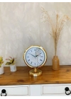 ® Gold Metal Çini Desenli Roma Rakamlı Masa Saati