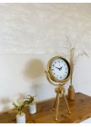 ® Gold Metal Mini Tripod Desenli Masa Saati 45×26 cm