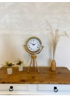 ® Gold Metal Mini Tripod Desenli Roma Rakamı Masa Saati 45×26 cm
