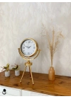 ® Gold Metal Mini Tripod Modern Masa Saati 45×26 cm – Şık ve Dekoratif Tasarım