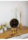 ® Gold Metal Siyah İnci Masa Saati 25×20 cm