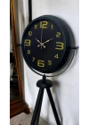 ® Gold Rakamlı Siyah Tripod Ayaklı Saat