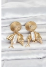 Gold Renk Deniz Temalı Vintage Kadın Küpe