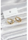 Gold Renk Kare Halka Model Kadın Küpe