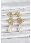 Gold Renk Pirinç Güneş Model Detaylı Kadın Küpe