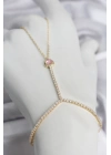 Gold Renk Pirinç Zirkon Taşlı Pembe Kalp Model Şahmeran