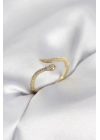 ® Gold Renk Yılan Model Zirkon Taşlı Kadın Yüzük