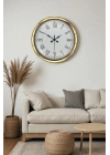 ® Gold Şık 40 Cm Metal Roma Rakamlı Duvar Saati