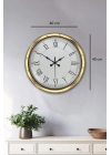 ® Gold Şık 40 Cm Metal Roma Rakamlı Duvar Saati