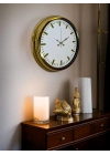 ® Gold & White Lüks Tasarım 40 Cm Gold Metal Duvar Saati