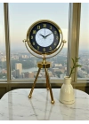® Golden Marble Üç Ayaklı Metal Masa Saati