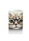 Gözlük Takmış Meraklı Bakışlı Kedi – Baskılı Kahve Kupası