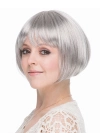 Gri Gümüş Renk Düz Kesim Astarlı Küt Parti Peruğu