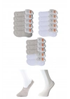 Gri ve Beyaz Erkek Babet Çorap 15 çift