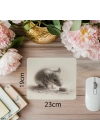 Gri Vinyet Zeminli Fare Portresi Mousepad - 19x23 cm 2 mm Dikdörtgen İthal Baskılı Mouse Pad
