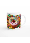 Gülen Donut ve Renkli Şekerler Temalı Çocuklara Özel Baskılı Kupa Bardak