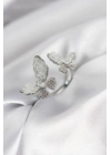 ® Gümüş Renk Beyaz Kelebek Model Zirkon Taşlı Kadın Yüzük