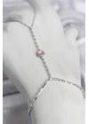 Gümüş Renk Pirinç Zirkon Taşlı Pembe Kalp Model Şahmeran