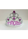 Gümüş Renk Prenses Yazılı Parti Tacı 60 Cm