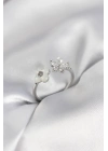 ® Gümüş Renk Sedefli Çiçek Model Kadın Yüzük