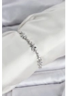 ® Gümüş Renk Yonca Model Zirkon Taşlı Asansörlü Kadın Bileklik
