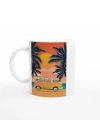 Gün Batımında Palmiye ve Surf Minibüsü Temalı Retro Kupa Bardak