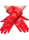 Güpürlü Bilek Boyu Kırmızı Dantel Eldiven Yetişkin