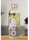 H2o Borosilikat Cam Matara Vakum Kapaklı Su Şişesi Suluk Pembe 1000 ML