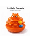 Hacıyatmaz Kedi Oyuncağı 3 Katlı Toplu Zeka Oyuncağı 20x21 cm – Devrilmez Interaktif Mama Oyuncağı