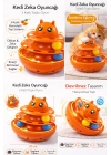 Hacıyatmaz Kedi Oyuncağı 3 Katlı Toplu Zeka Oyuncağı 20x21 cm – Devrilmez Interaktif Mama Oyuncağı