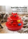 Hacıyatmaz Kedi Oyuncağı 3 Katlı Toplu Zeka Oyuncağı 20x21 cm – Devrilmez Interaktif Mama Oyuncağı