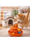 Hacıyatmaz Kedi Oyuncağı 3 Katlı Toplu Zeka Oyuncağı 20x21 cm – Devrilmez Interaktif Mama Oyuncağı