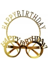 Happy Birthday Yazılı Taç Ve Happy Birthday Yazılı Gözlük Seti Altın Renk