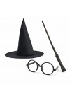 Harry Potter Tarzı Çocuk Seti (Siyah Keçe Şapka, Asa, Gözlük)