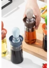 Hazneli Silikon Uçlu Cam Yağdanlık Sirke Yağ Yumurta Ve Sos Fırçası Asorti