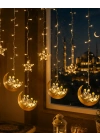Hilal Yıldız LED Ramazan Işığı 3 Metre Dekoratif Perde Aydınlatması
