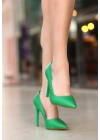 Hillar Yeşil Cilt Stiletto Ayakkabı
