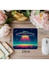 Hover UFO Temalı Neon Mousepad - 19x23 cm 2 mm Dikdörtgen İthal Baskılı Mouse Pad