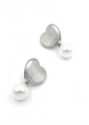 İnci Kalp Küpe - Gümüş
