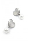 İnci Kalp Küpe - Gümüş