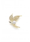 İncili Yaprak Broş - Altın