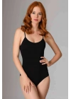 İp Askılı Kadın Çıtçıtlı Body Siyah