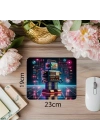Işık Saçan Retro Robot Mousepad - 19x23 cm 2 mm Dikdörtgen İthal Baskılı Mouse Pad