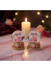 Işıklı Mini Kar Küresi - Çift Temalı - Pilli - Dekoratif - Romantik Hediyelik