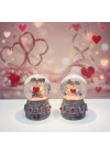 Işıklı Mini Kar Küresi - Love Tasarımlı - Pilli - Romantik Hediyelik - Dekoratif Obje