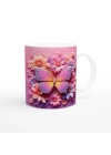 Işıltılı Çiçekler Arasında Renkli Kelebek Temalı Baskılı Kupa Bardak