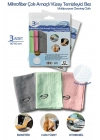 ®  İz Bırakmayan Mikrofiber Temizlik Bezi 3lü Set Cam ve Ayna Silme Toz Alma Temizlik Bezi