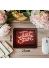 Just Start Neon Yazılı Tuğla Duvarlı Mousepad - 19x23 cm 2 mm Dikdörtgen İthal Baskılı Mouse Pad
